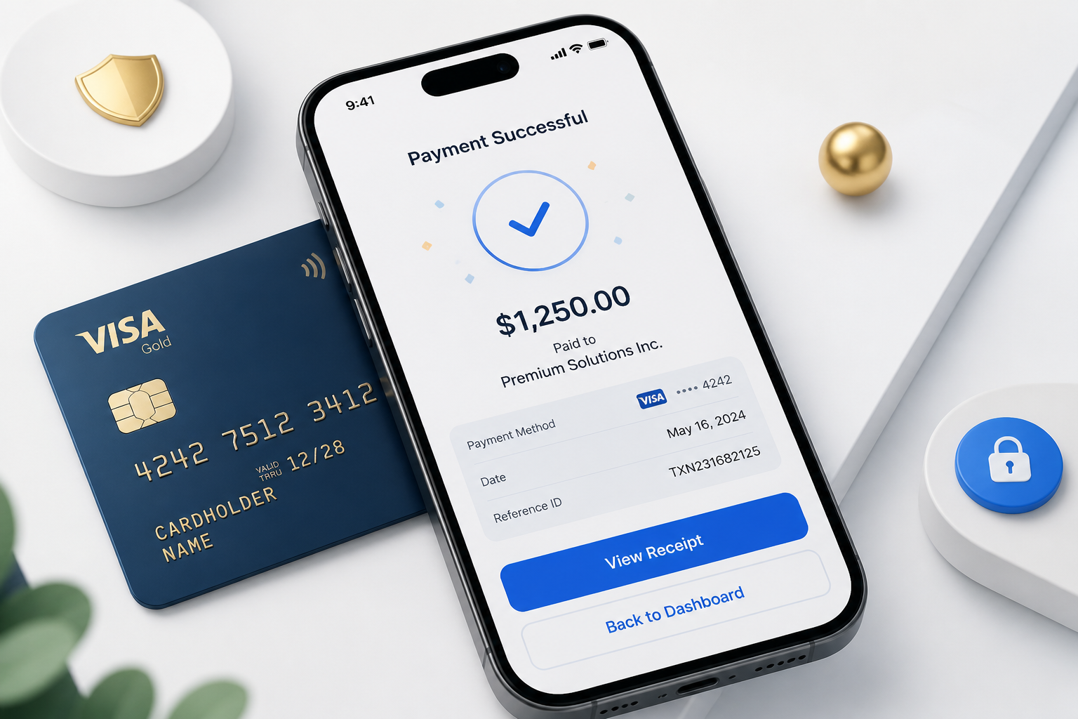 Phone confirming a payment over a credit card